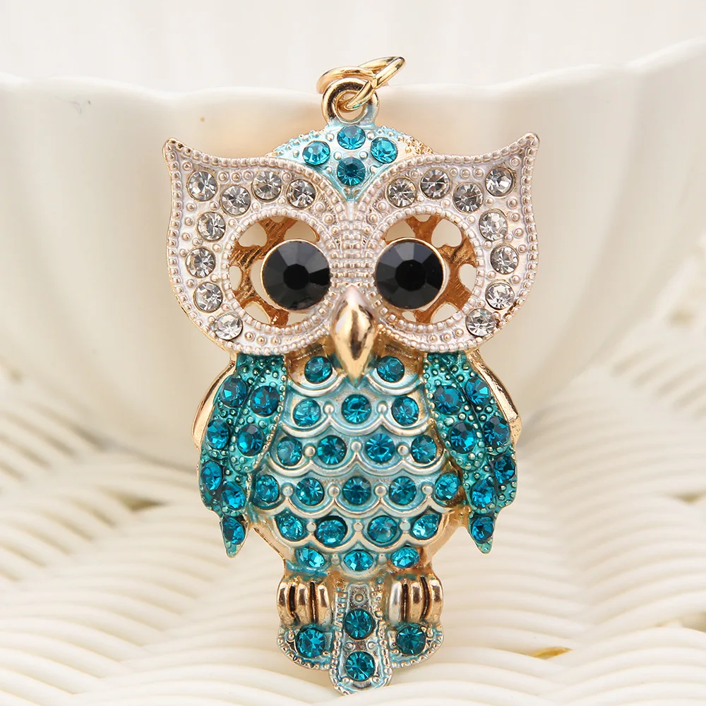 2023 Fashion Owl Keychain Charm Animal Pendant Jewelry Handbag Purse Bag Key Ring Women Ornament Car Key Chain Gift 3 Color