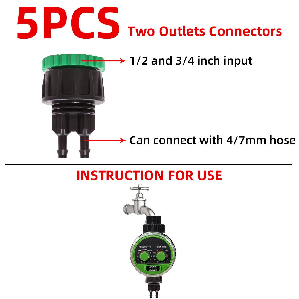 

5PCS 3/4" Garden Accessories Watering Hose Quick Connection Adapter With Adjustable Spary Drip and Nozzle