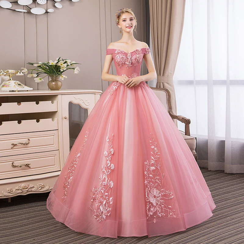 Robes de Quinceanera élégantes avec broderie en dentelle, col bateau de luxe, robe de soirée vintage, 15 ans, nouveau, 2021