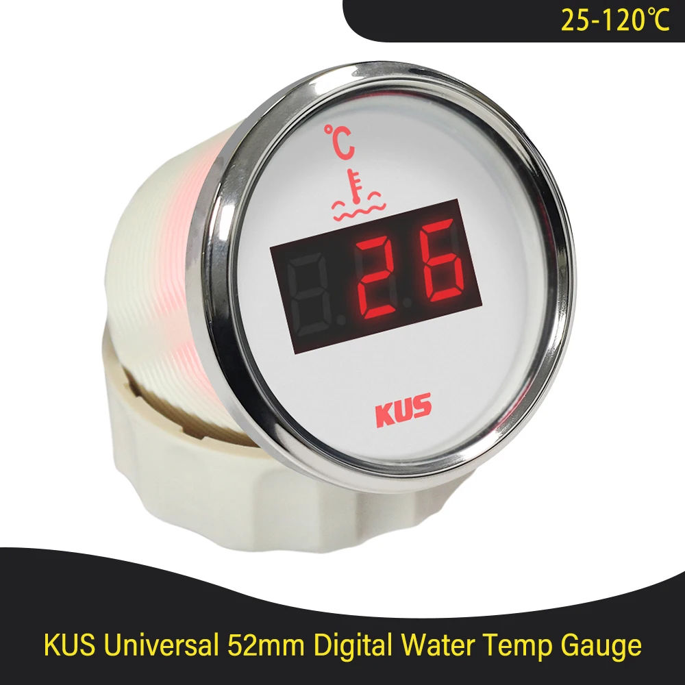 

New KUS 52mm Car Boat Water Temp Meter for Car Turbo Boost Water Temperature Gauge Indicator 40-120/25-120 Celsius 12V 24V