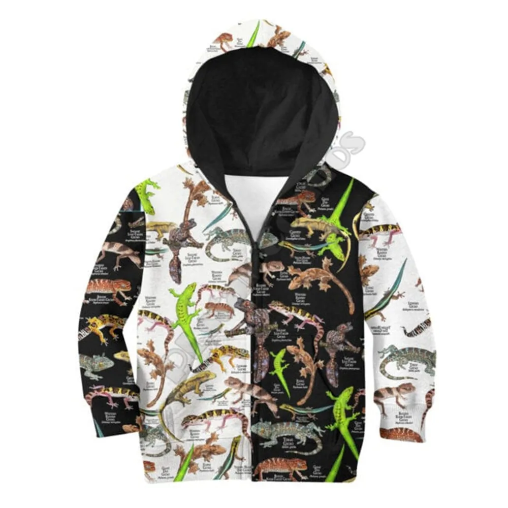 Geckos of the World Hoodies T-shirt 3D Printed Kids Sweatshirt Jacket T Shirts Boy Girl Funny Cosplay Costumes 01