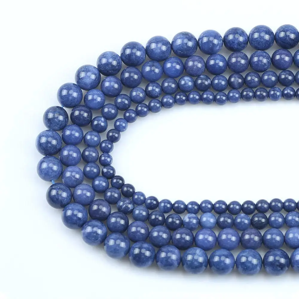 Blue Kyanite Stone Beads For Jewelry Making DIY Bracelet Necklace Round Loose Spacer Accessories Beads Strand 15\