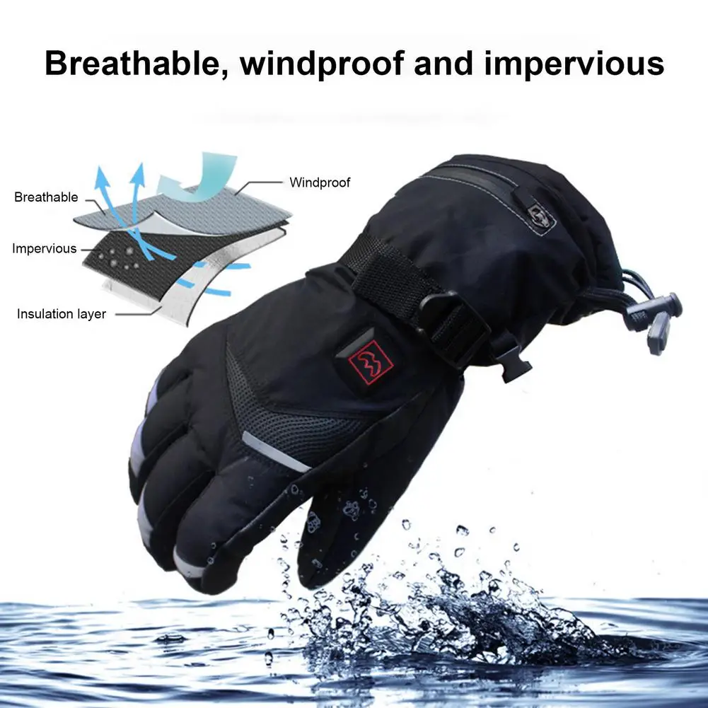 Heated Gloves Electric Heated Ski Gloves With 2 Battery Packs Waterproof Rechargeable Heating Gloves Warmer Mitten Gloves Ch