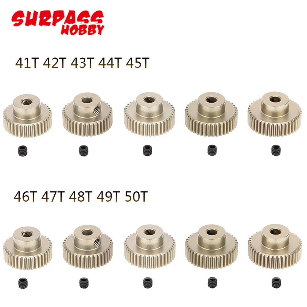 Pignone, 5 pz/lotto SURPASSHOBBY 64DP 3.175mm 21T-25T/26T-30T/31T-35T/36T-40T/41T-45T/46T-50 ingranaggio motore pignone T per auto 1/10 RC