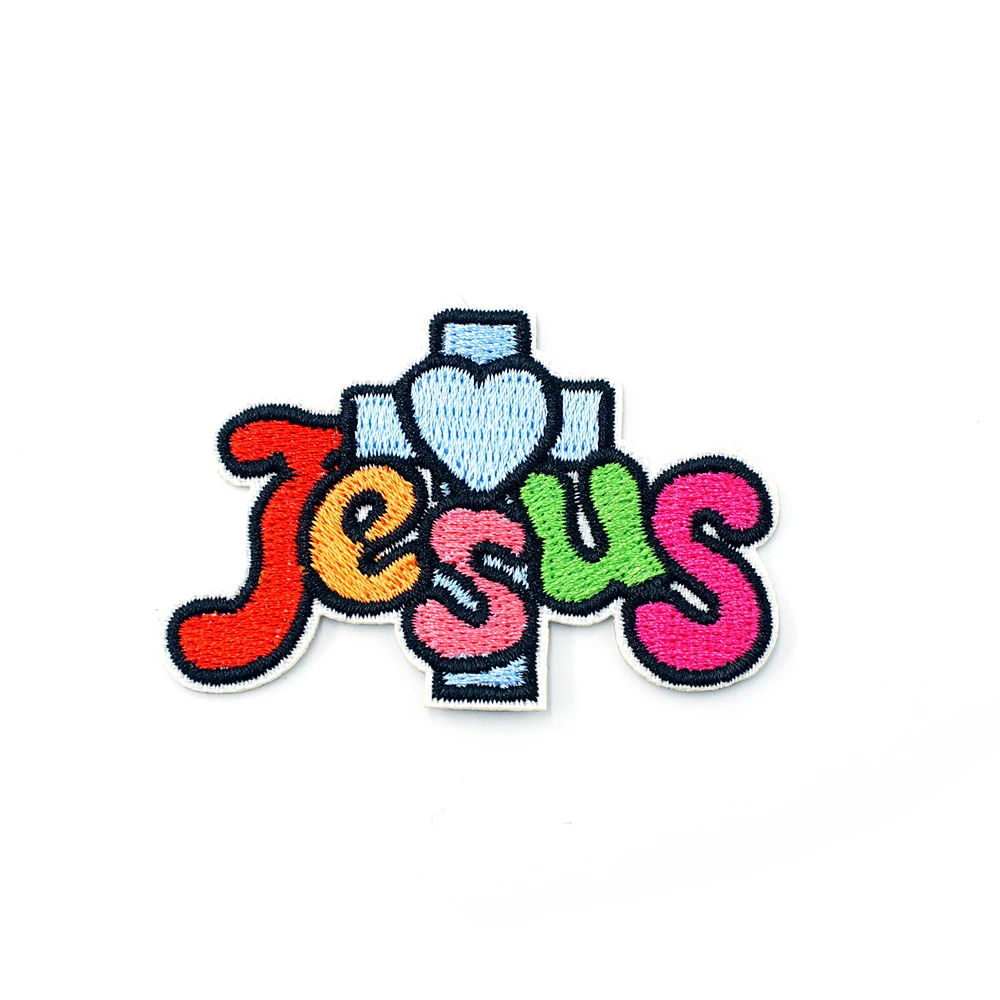 Jesus Size:4.0x6.0cm Patch Badges Embroidered Applique Sewing Iron On Clothes Garment Apparel Accessories