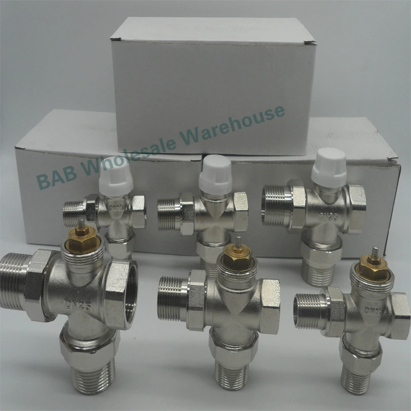 Brass Three way valve Thermostatic Radiator Valve for heating system T type temperature controller valve DN15 DN20 DN25 DN32