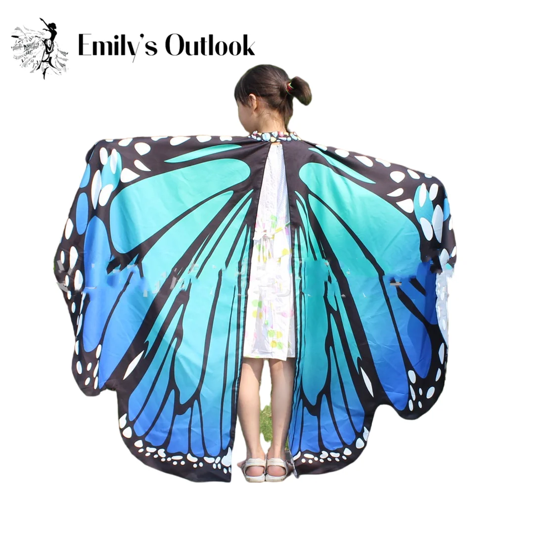 Soft Fabric Butterfly Wings Shawl Fairy Children Nymph Pixie Costume Accessory Girls Dress-up Shawl Cloak Costume Colorful Print