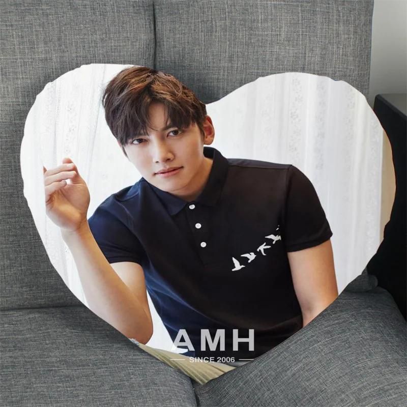 Custom Ji Chang Wook Pillow Case Heart Shaped Zipper Pillow Cover Satin Soft No Fade Pillow Case Home Textile Decorative