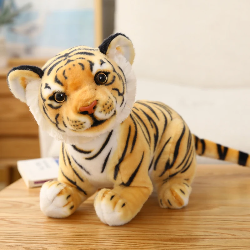 Cute lifelike tiger fluffy stuffed animals white tiger plush toy 23-33cm small size real-life wild animals kids toy gift for boy