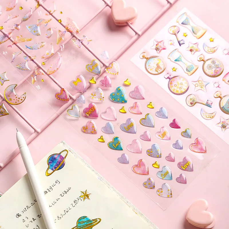 Fantasy Epoxy Crystal Kawaii Cute Sticker for DIY Diary Scrapbooking Planner Stickers Shcool Office Stationery Supplies Sticker