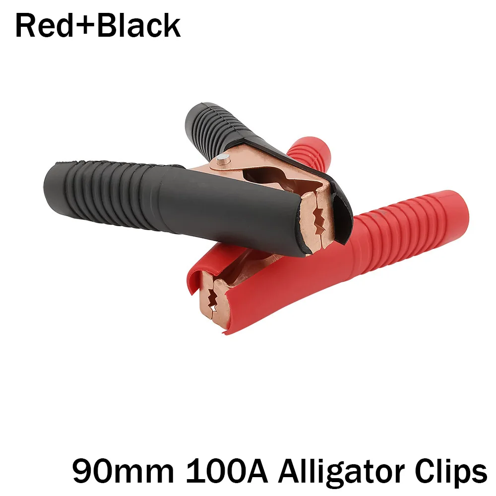 2Pcs morsetti a coccodrillo isolati 90mm 100A morsetti a coccodrillo connessione elettrica connettori a Clip per batteria per auto calda rosso + nero