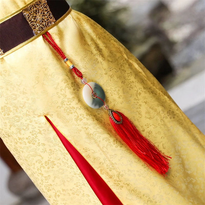 Chinese Boys Traditional Autumn Winter Yellow Embroidery Hanfu Children New Year Tang Suit Stage Performance Emperor Costumes