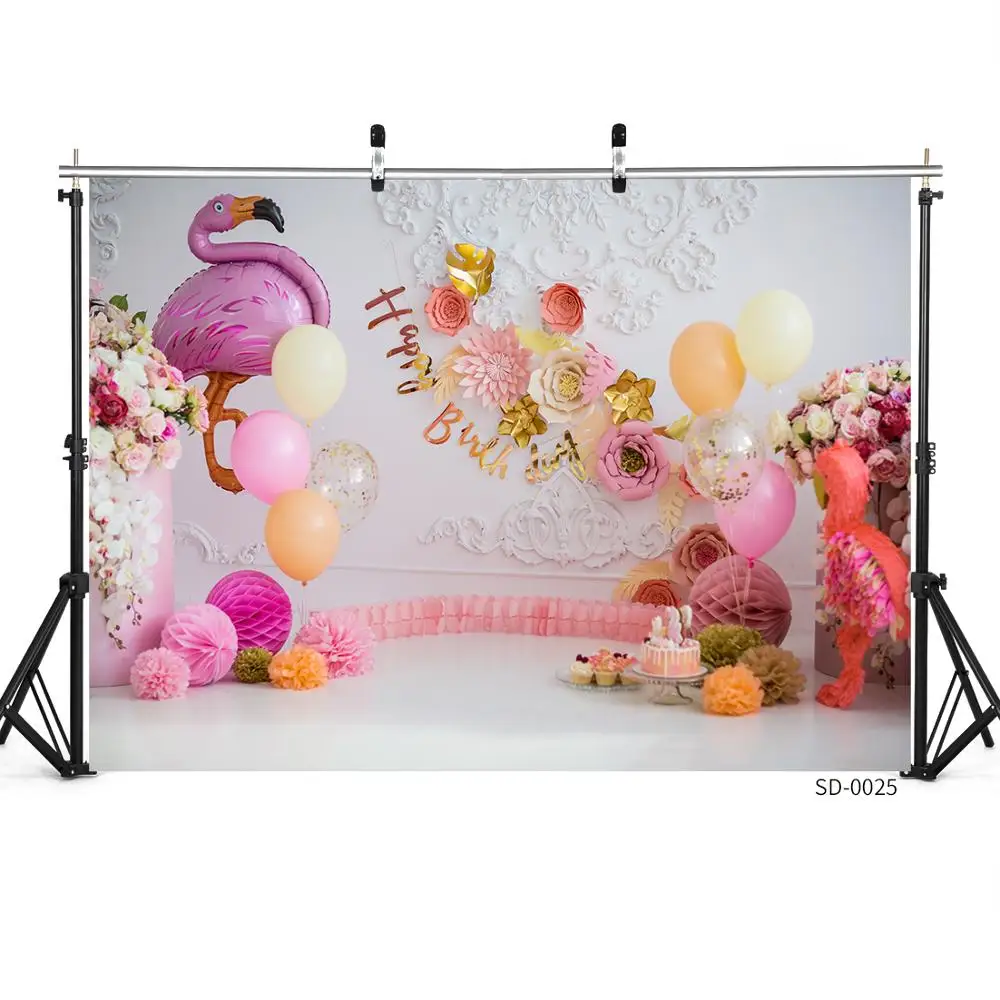 Balloon Happy Birthday Party Banner Photography Background Baby Shower Children Newborn Photocall Backdrops For Photo Studio