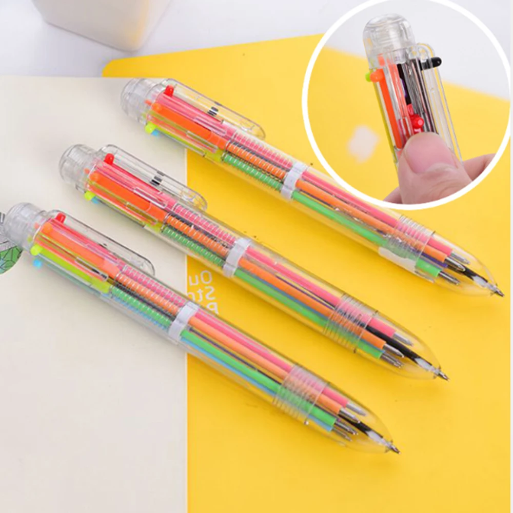 

1PCS Colorful 6 In 1 Ballpoint Pen Creative Novelty Multicolor School Stationary Kids Gift Home Office Supplies Ball Point Pens