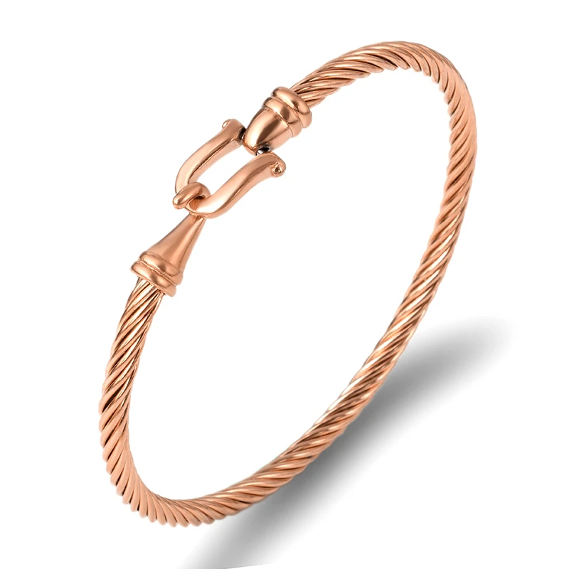 Fashion Jewelry Rose gold Silver Color Cuff Bracelets Charm Stainless Steel Thin Cable Wire Pulseira Jewelry Bracelets For Women