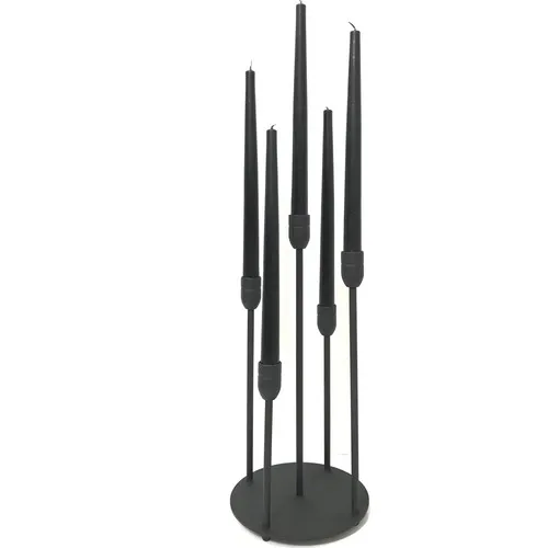 Mumsema Gift Decorative 5 Sleeved Black Candlestick & Candle Holder Set - 5 Pcs Candle Included