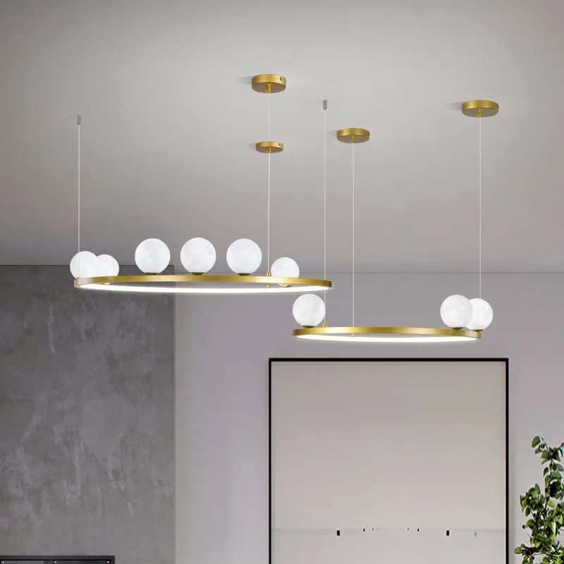 

Nordic modern chandelier glass lamp Bar chandelier circle Loft G9 Bulb 110-240V cafe decoration kitchen island lighting