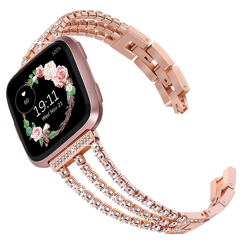 Slim Dây Đeo Tay Fitbit Cảm Giác Ban Nhạc Dressy Kim Loại Vòng Tay Bling Fitbit Versa 2/3/Lite Dây Trang Sức phụ Nữ Dây Đeo Sang Trọng