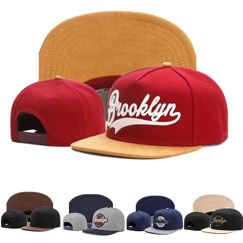 2024 New BROOKLYN artificial suede hip hop red elastic cap men and women adult outdoor leisure sunscreen baseball cap bone