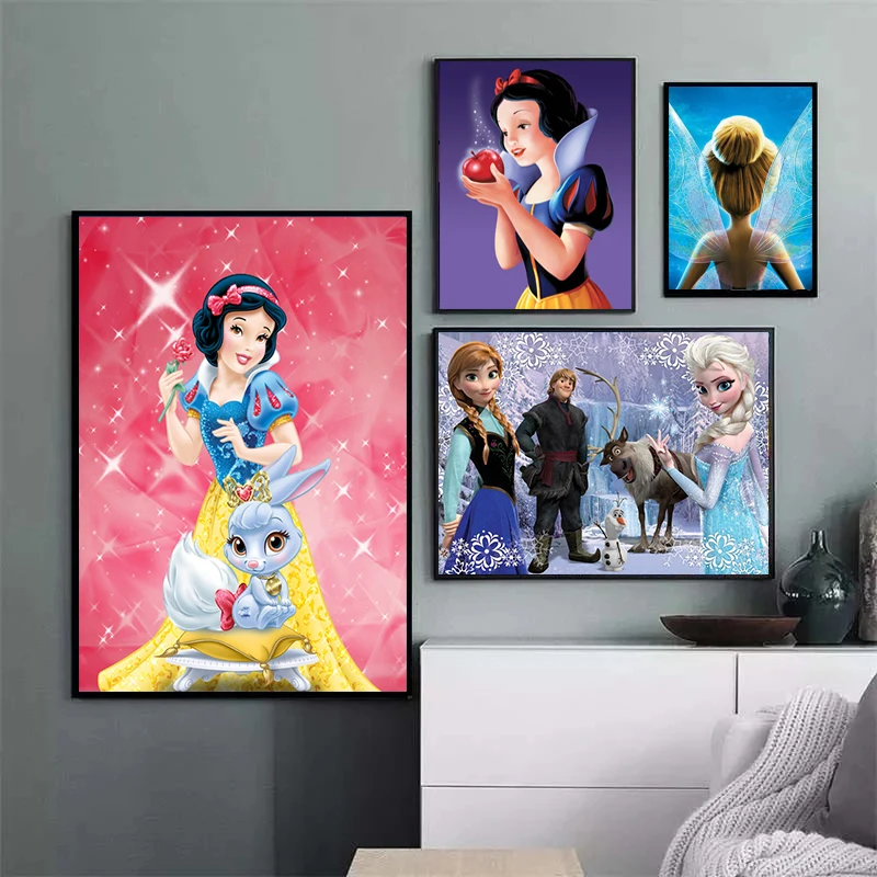 Cartoon Ice Sister Elsa Anna Princess Canvas Painting Disney Princess Poster Wall Decor Wall Art Picture Room Decor