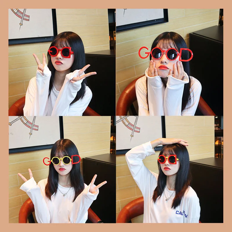 

Cute Party Decoration Letters GOOD Sunglasses Funny Design Girlsih Y2K Lolita Bestie Take Pictures Kawaii Collapsible Glasses