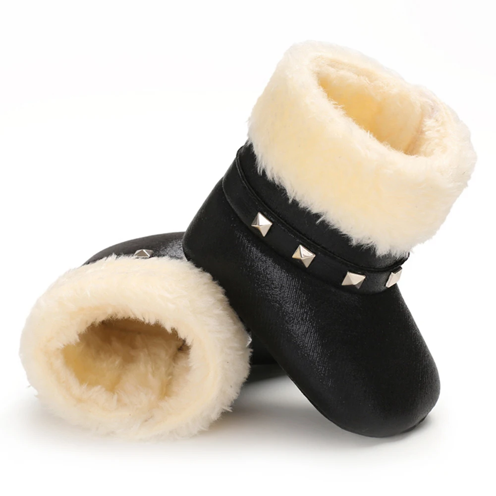 

Baywell Winter Infant Snow Boots Newborn Baby Boy Girl Shoes Soft Sole PU Leather First Walker Toddler Plush Lined Prewalker