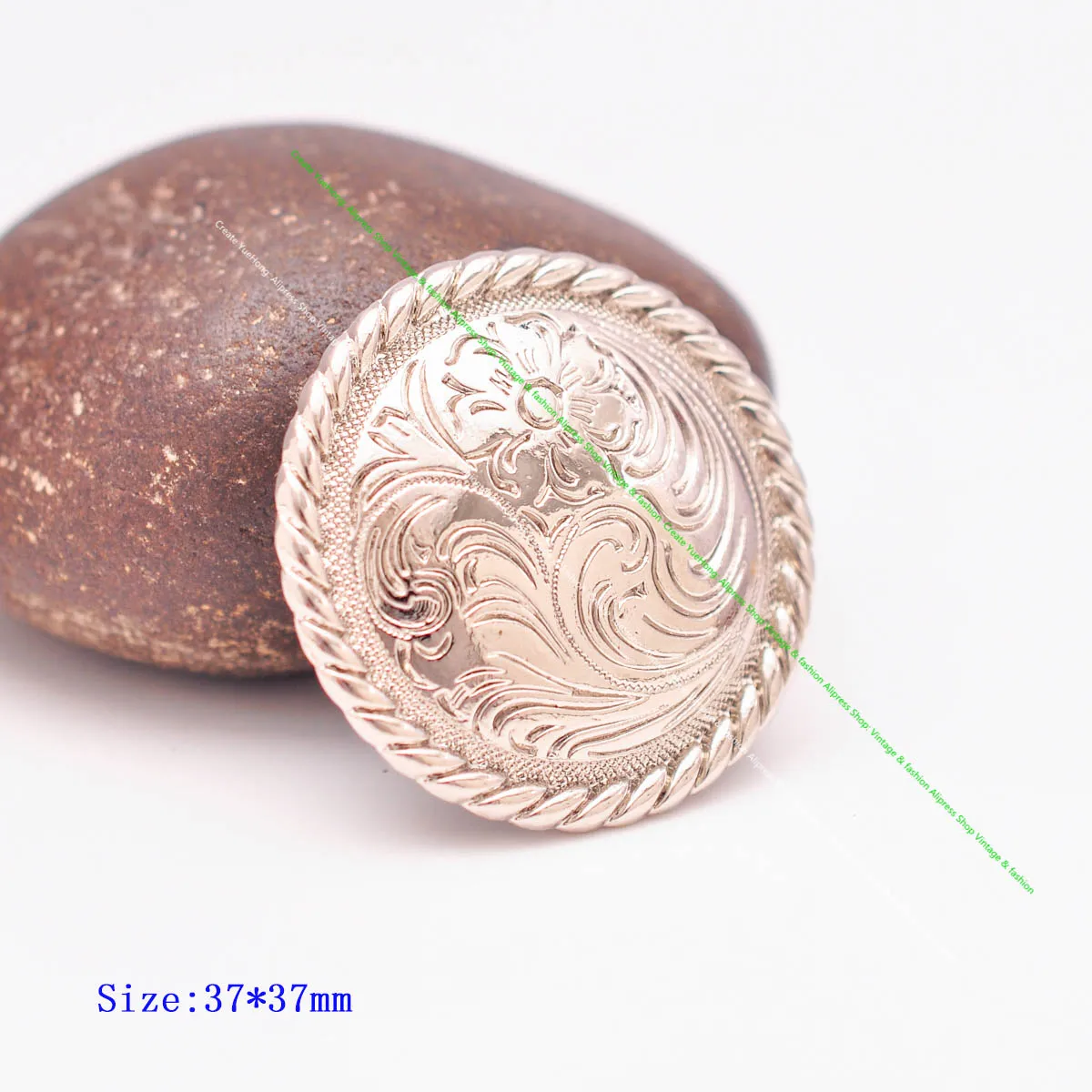 

6PC 37*37MM Shiny Silver Flower Engraved Rope Side Leathercraft Accessories Belt Horse Saddle Tack Big Concho Screwback