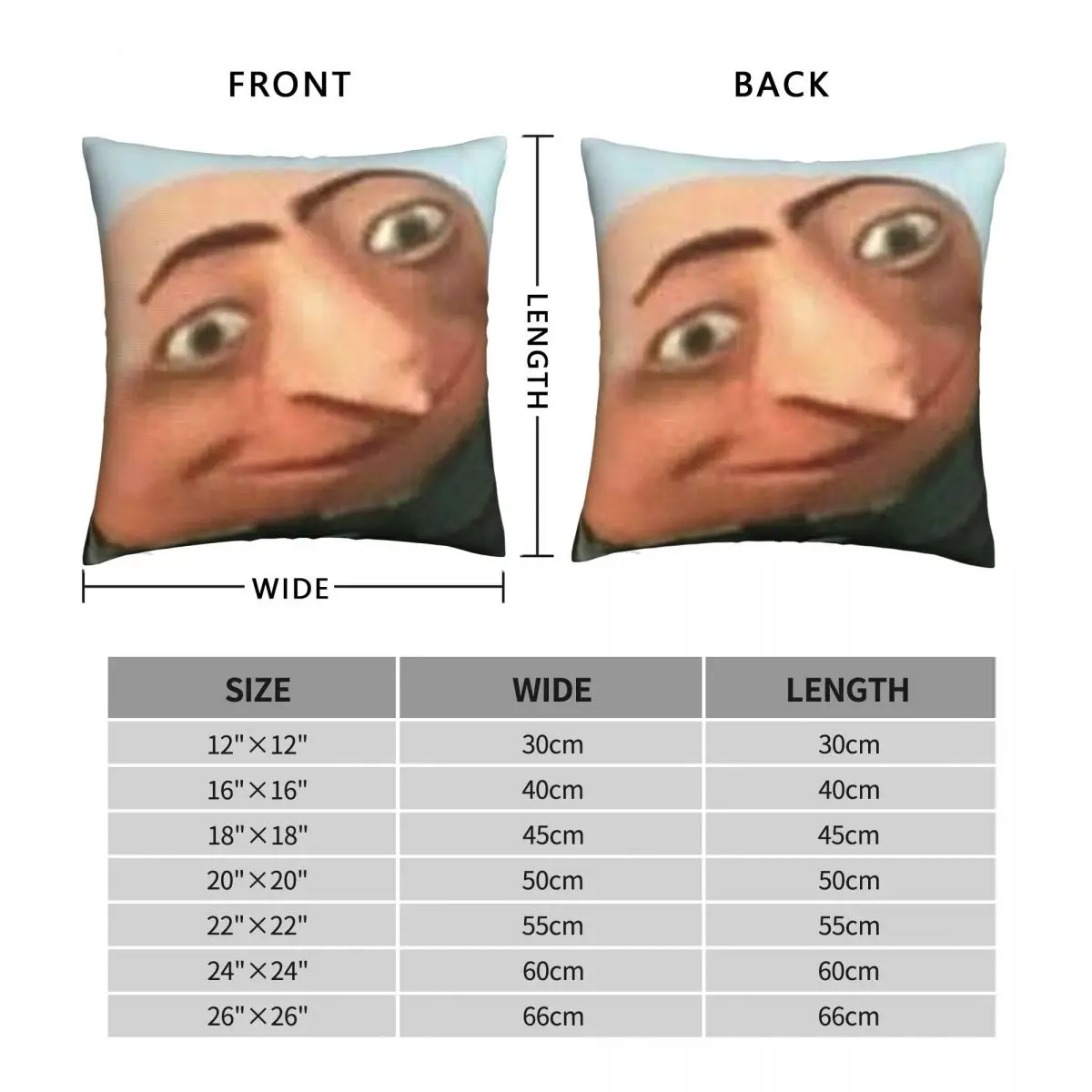 Gru Meme Face Square Pillowcase Polyester Linen Velvet Zip Decor Sofa Cushion Cover