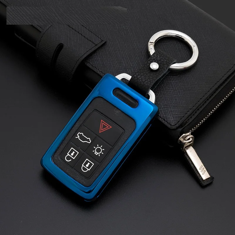 Car-Styling Accessories For Volvo XC60 S60l V40 V60 S60 Zinc Alloy+Leather Key Case for Car Covers Romote Key Shell Bag Holder