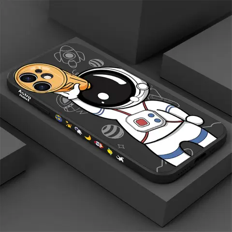 Für iPhone Air 16e 17 Pro 16 15 14 Pro Max 13 12 Pro 11 15 16 Plus Kreative Astronaut Silikon Soft Case Stoßfest Telefon Abdeckung