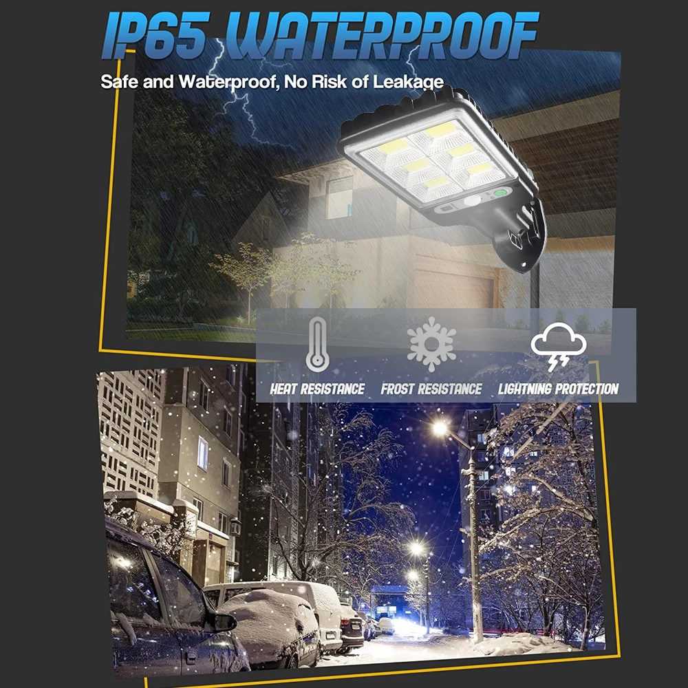 70COB Solar Street Lights Outdoor Remote Control Solar Lights 3 Light Mode Solar Street Pole Light Motion Light for Patio,Path