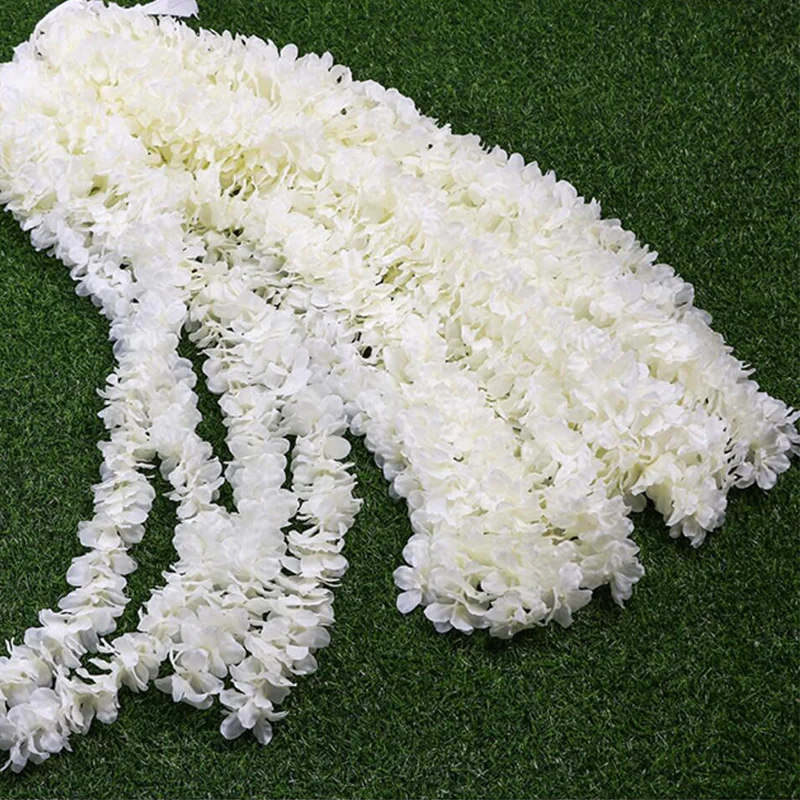 Flores artificiais da orquídea para a decoração Home, videira corda do Rattan, folhas verdes, guirlanda de suspensão, parede, casamento, jardim, 1m, 2m