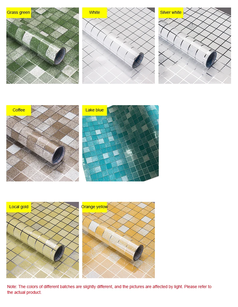 Self Adhesive Kitchen Oil-Proof Film Stove High Temperature Vinyl Wallpaper Bathroom Toilet Tile Waterproof Mosaic Wall Stickers