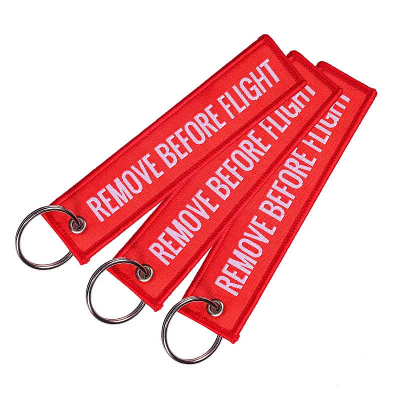 Luggage Tag Remove Before Flight Embroidery Keychains Travel Accessories Fashion Bag Tags Keyring