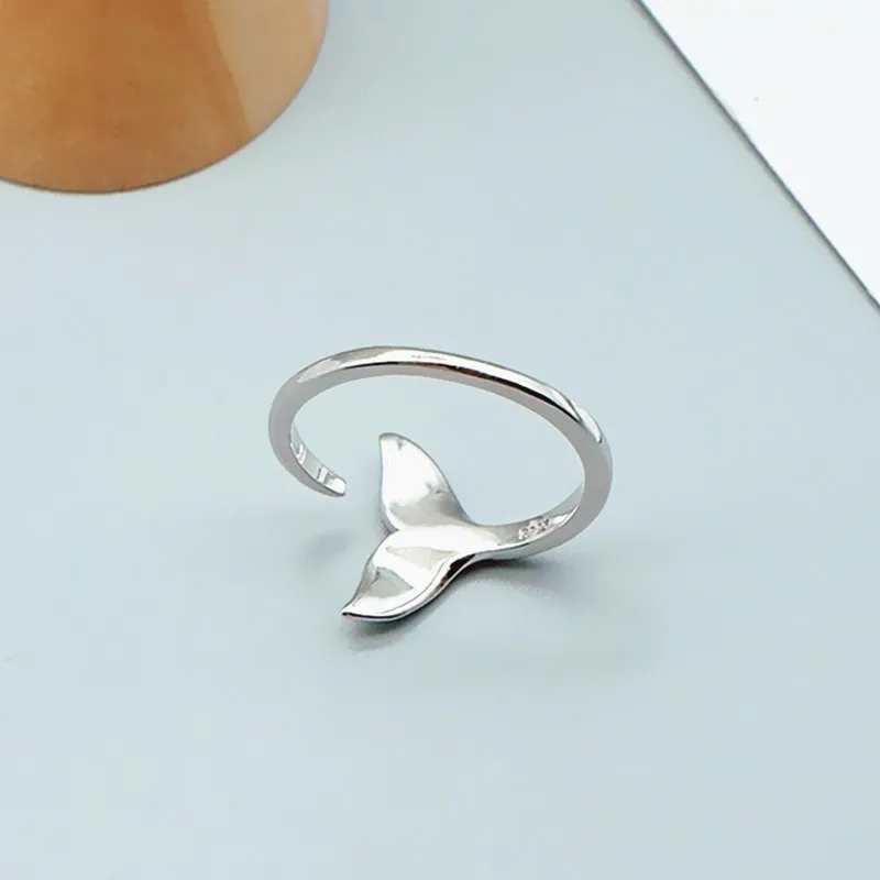 High Quality Fashion 925 Sterling Silver Geometric fish tale Adjustable Rings For Women Wholesale Jewelry