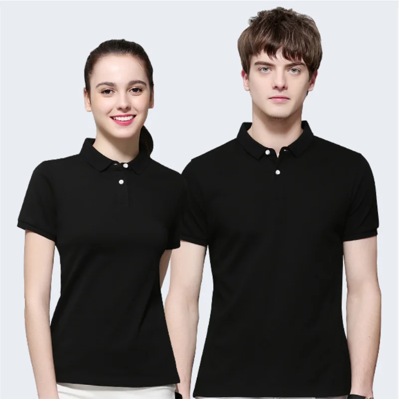 Pure color lapel POLO shirt summer fashion breathable men\'s and women\'s short-sleeved tops custom embroidery printing LOGO 2021