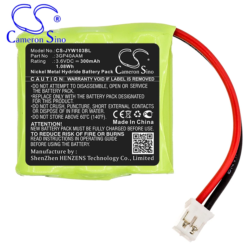 CameronSino 배터리 JAY willpa 1035 용 JAY 3GP40AAM 크레인 원격 제어 배터리 300mAh/1.08Wh 3.60V Ni-MH Green
