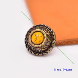 10Pcs 12mm Brass Flower Engraved Rope Side DIY Leathercraft Belt Accessories Spike Rivet Stud Yellow Turquoise Concho Screwback