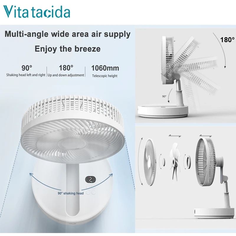 Портативный Складной вентилятор P30/P10, 10800 мАч, USB, большой охлаждающий беспроводной настольный напольный Телескопический кондиционер для кемпинга, путешествий, дома