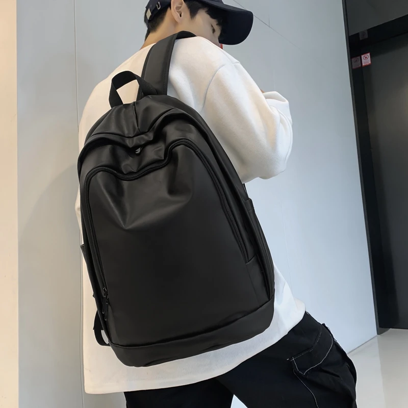 Tipteogirls Simple Fashion PU Leather Backpack for Men&Women Travel Backpack High Quality Stitch Craft Students Books Knapsack