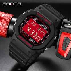 SANDA Digital Men's Watches Chrono Alarm Calendar Sport Wrist Watch 5Bar Waterproof Male Electronic Clock relogio masculino