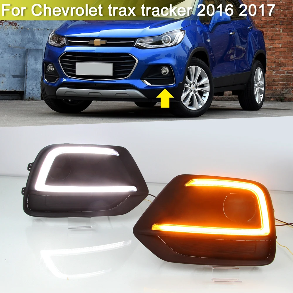 

2-in-1 Front Bumper Fog Warning Lamp White DRL Daytime Light Amber Turn Signal Lights For Chevrolet Trax Tracker 2016 2017