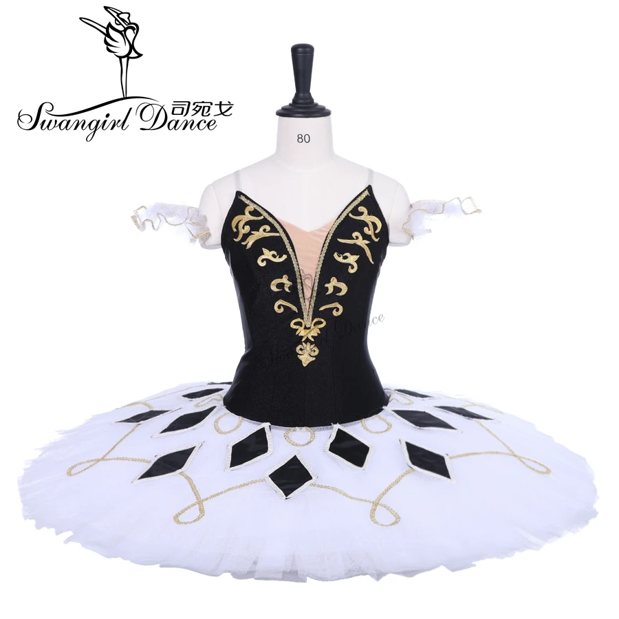 Women Harlequinade Professional Tutu White Black Pancake Platter Performance Tutus Ballet Stage Costume Tutu Costume BT9228