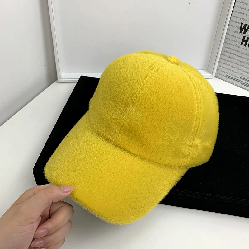 Ladies Imitation Rabbit Fur Baseball Cap Autumn and Winter Warm Light Version of The Caps 2021 New Korean Fashion All-match Hat