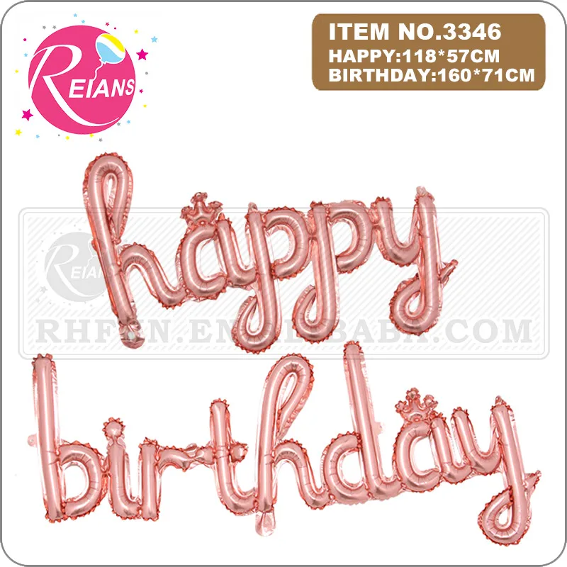 happy birthday Conjoined Letters Balloons Rose gold Lowercase Alphabets Birthday Party Decorations Banner Baby Shower Globos