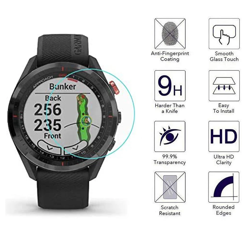 Compatible for Garmin Approach S62 Screen Protector Film, Waterproof Tempered Glass Screen Protector Film for Approach S62