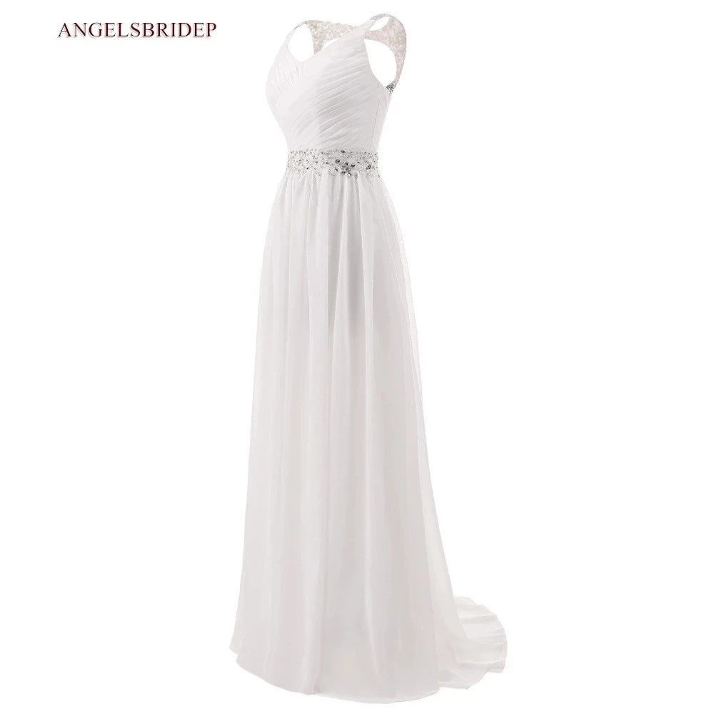 Formale Strand hochzeit Kleid Vestidos de Novia Chiffon Reich Taille Bodenlangen Elegante Brautkleider Braut Kleider Schnelle Lieferung