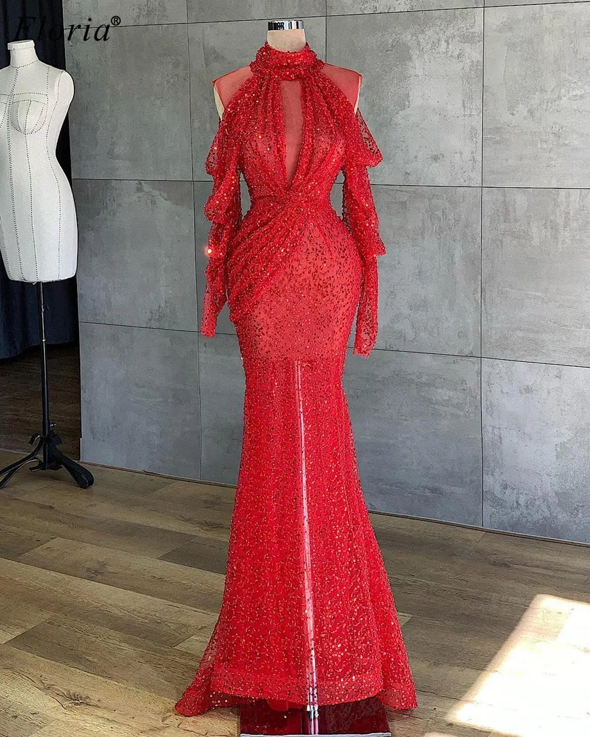 Vestido Elegante długie sukienki balowe 2020 syrenka na szyję kobieta sukienek tureckie Couture korowód suknie вечернее плацие