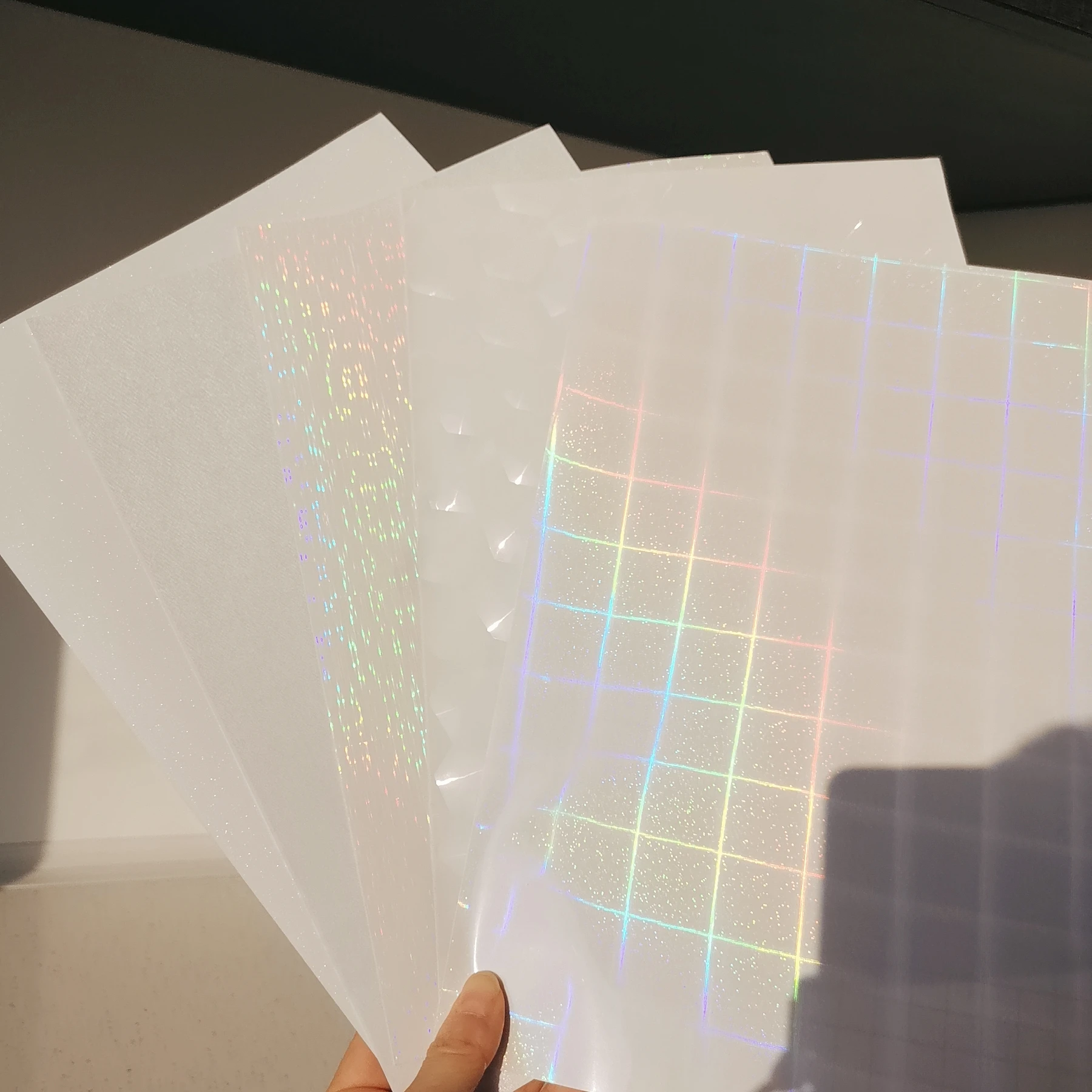 New Holographic Plain Laser Transparent Cold Laminating Film On Photo DIY Paper Card 297x210mm 50 Sheets/Bag