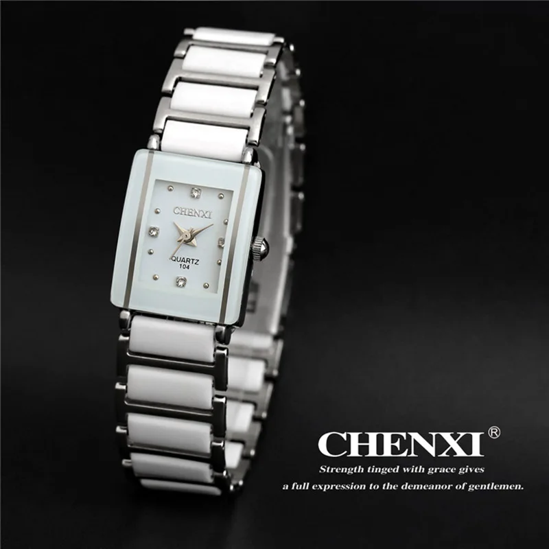 Fashion Chenxi Brand Lady Watch Elegant Black Ceramics Simple Minimalism Small Narrow Quartz Casual Woman Rhinestone Wristwatch